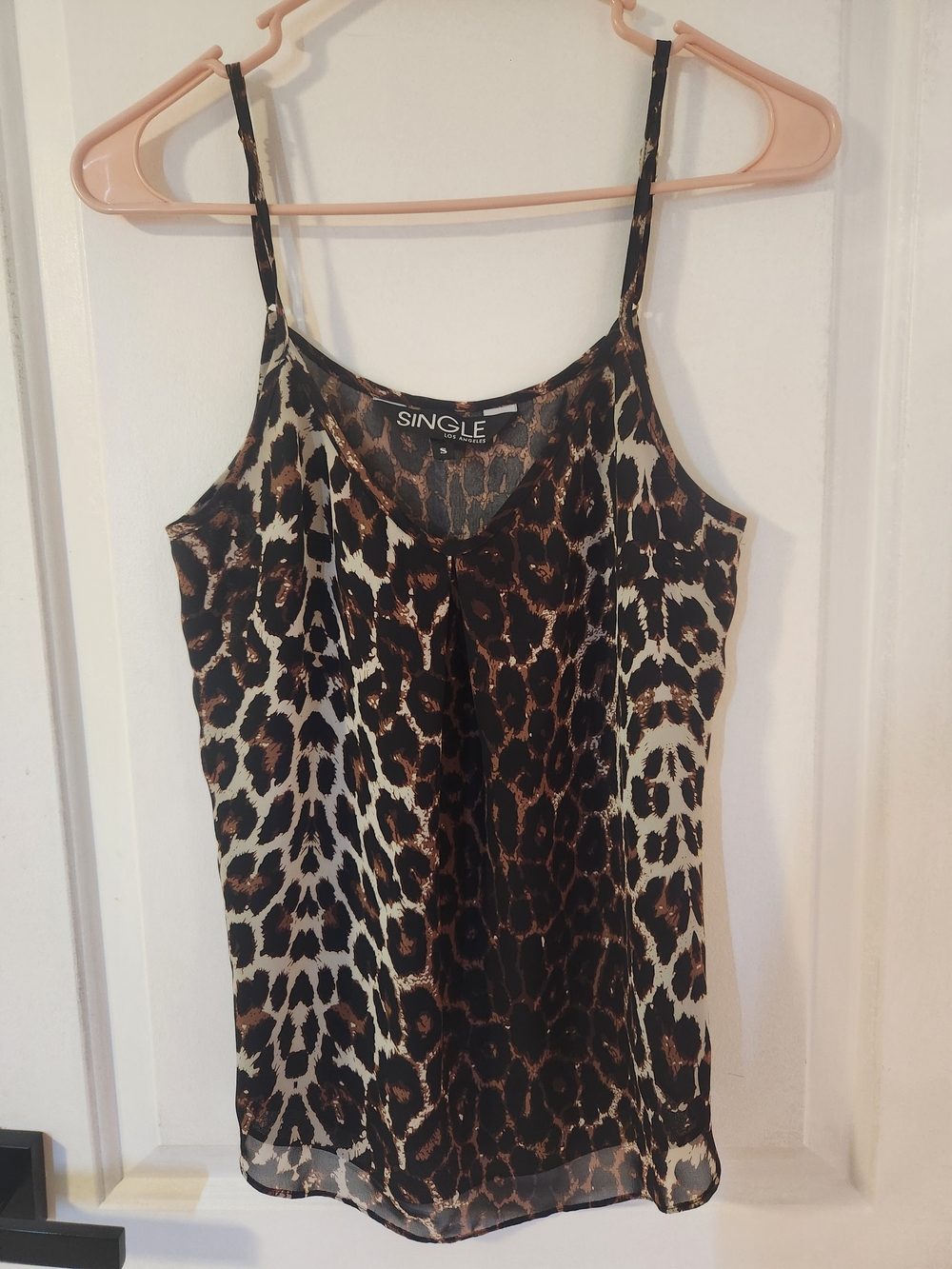 SINGLE Leopard Print Spaghetti Strap Top - Brown/Black